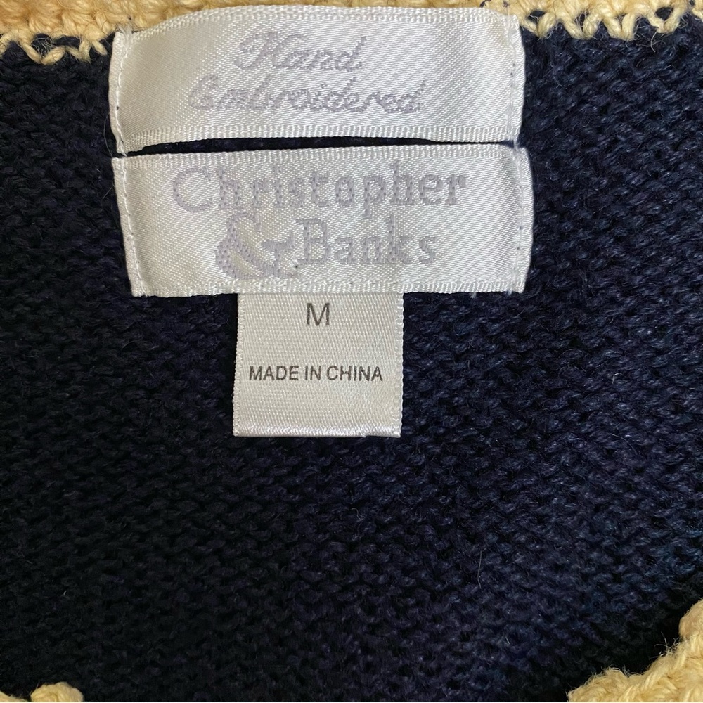 Christopher & Banks Cardigan Sweater Flower Hand Embroidered Women’s Sz Medium - Picture 6 of 8